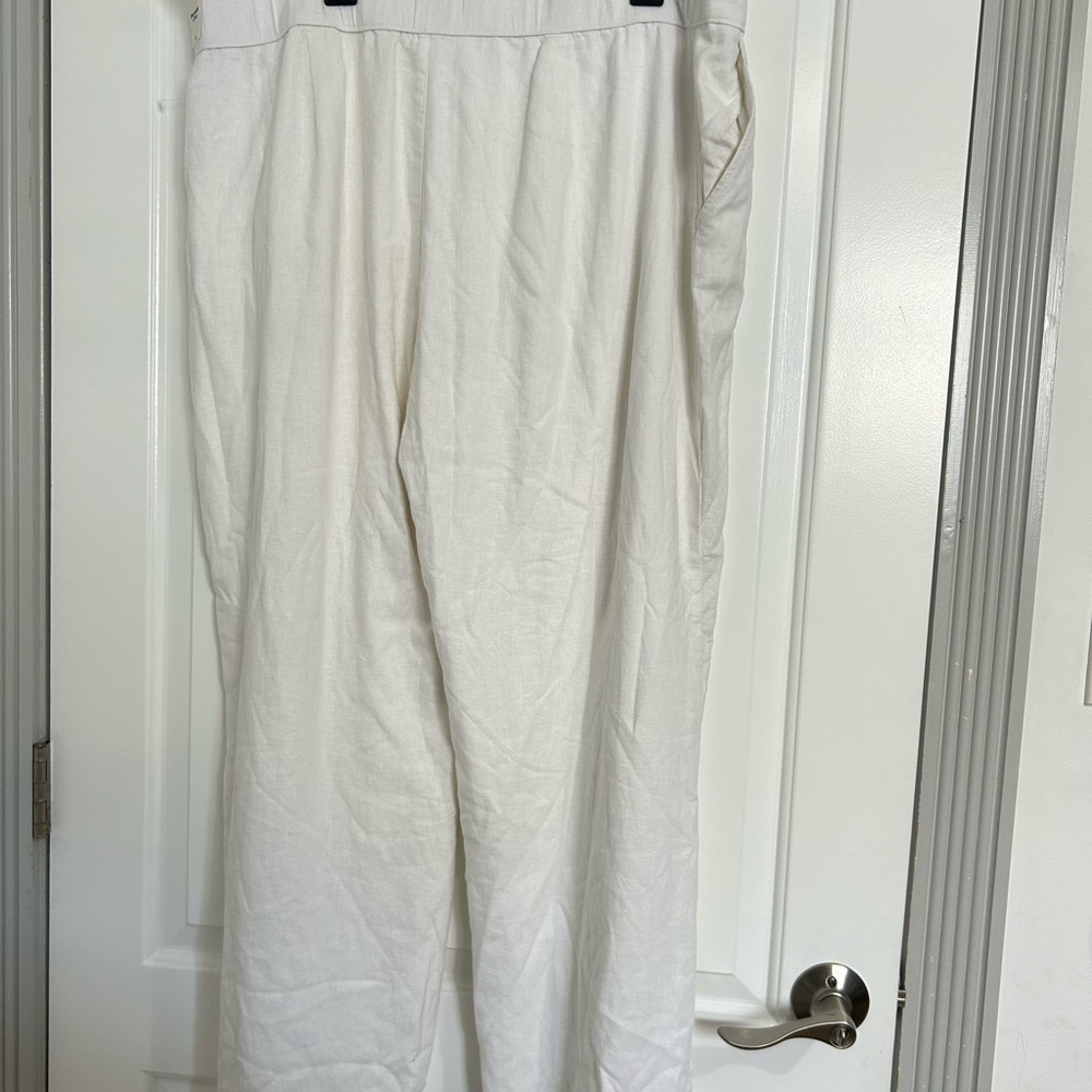 Abercrombie & Fitch 100% linen blend white Linen Trousers pants size XL NWT - Picture 3 of 13